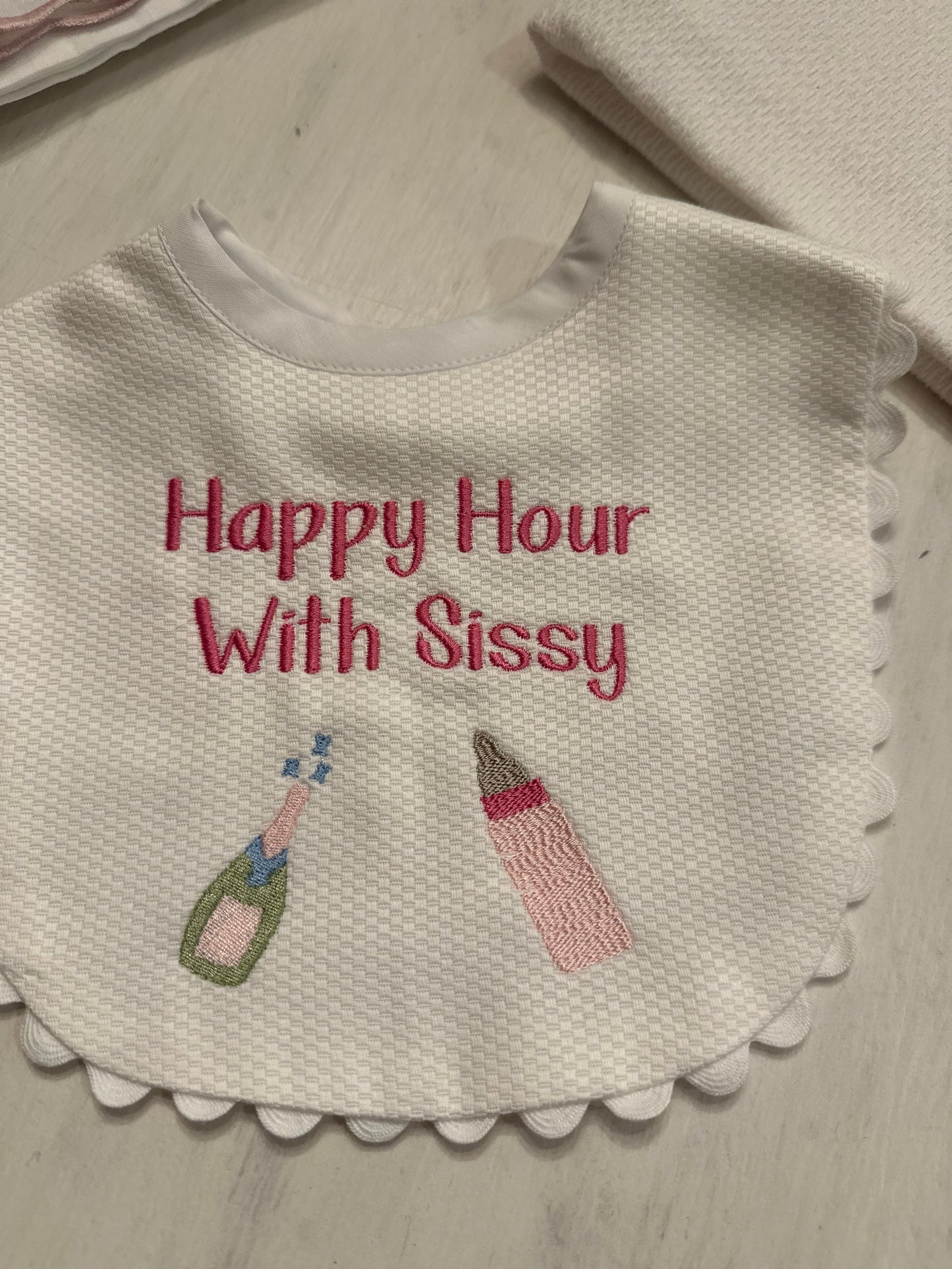 White Cotton Pique Baby Bib