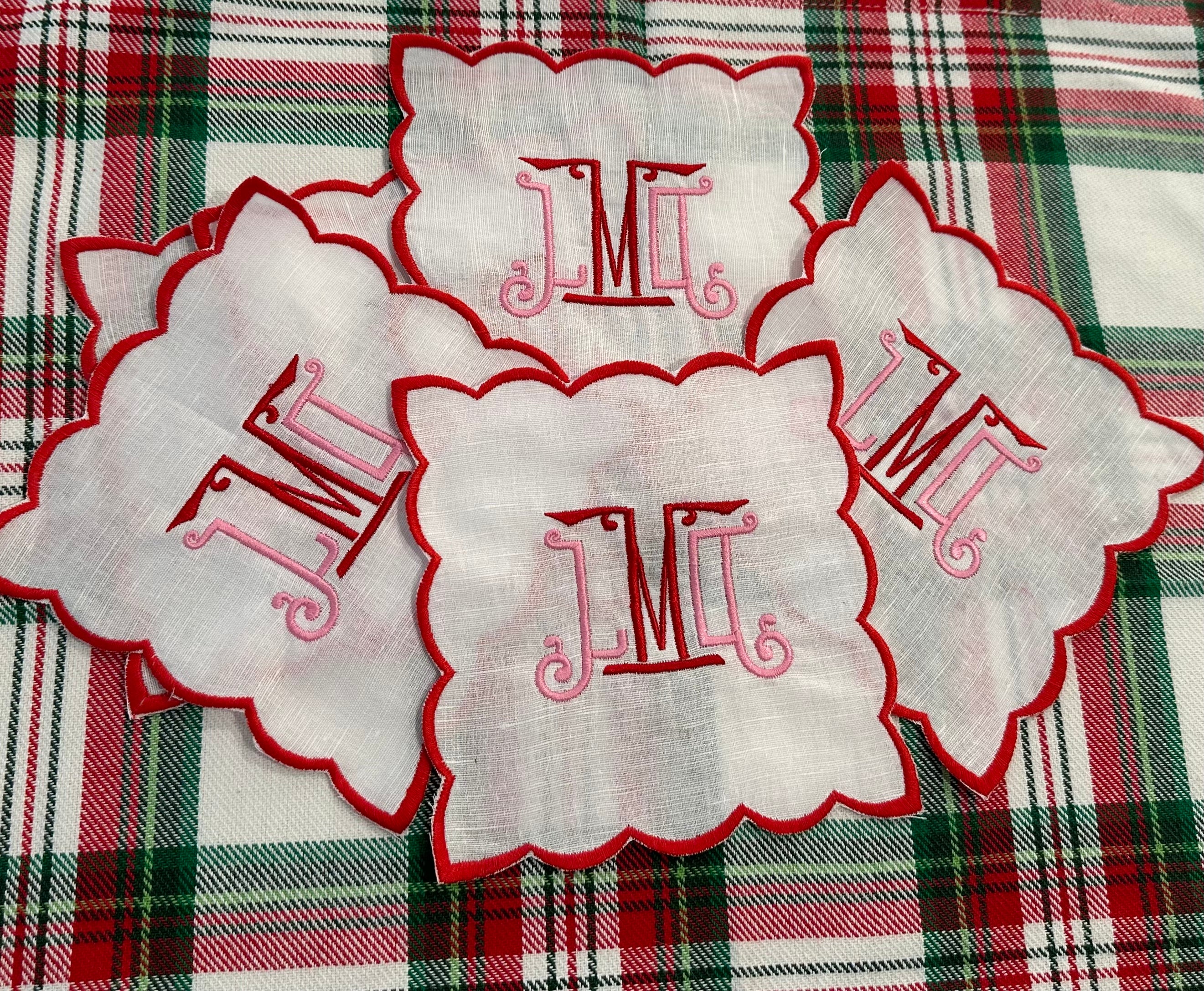 Whitley Monogram Scallop Trim Cocktail Napkins – Whitley Monograms